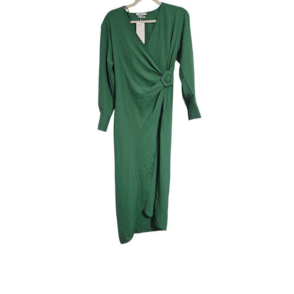 Reserved XS Green Long-Sleeve Wrap Maxi Dress